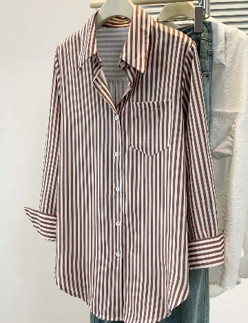 Camasa SHEIN, alb/maro