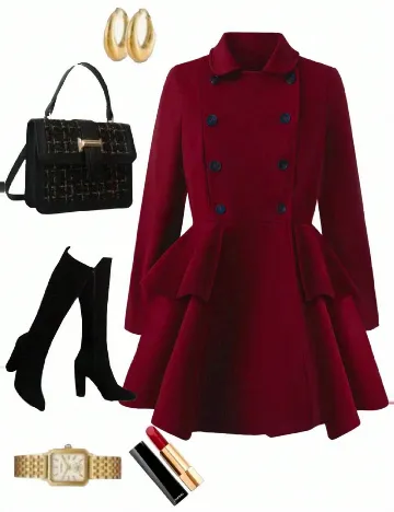 Palton SHEIN CURVE, rosu