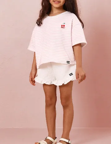 Tricou Shein Kids, alb/roz