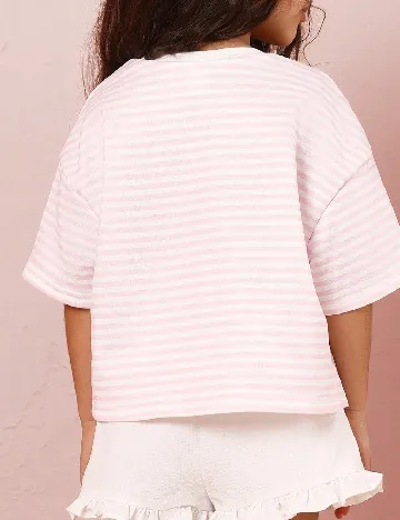 Tricou Shein Kids, alb/roz