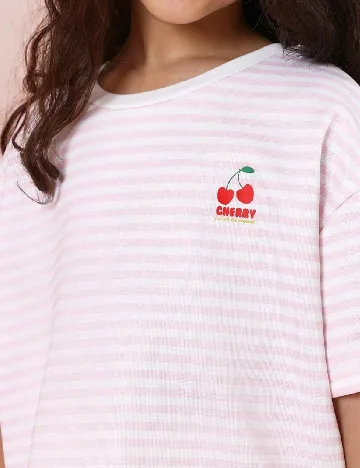 Tricou Shein Kids, alb/roz