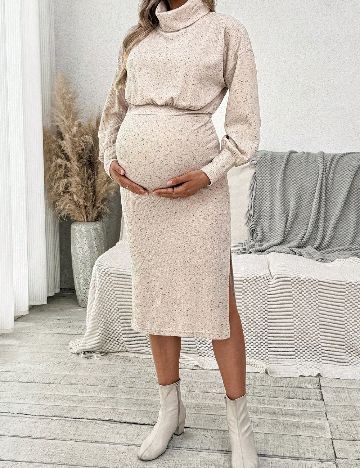 Rochie medie SHEIN Maternity, bej