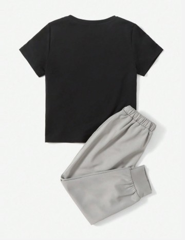 Compleu Shein Kids, negru/gri