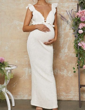 Rochie lunga SHEIN Maternity, ecru