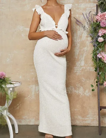 Rochie lunga SHEIN Maternity, ecru