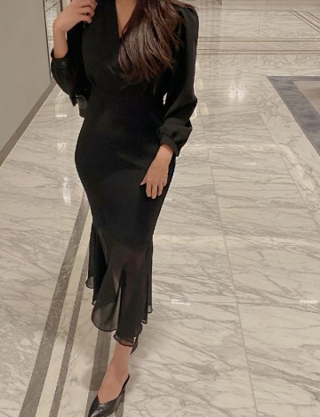 Rochie lunga Dazy, negru