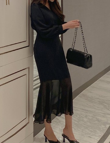 Rochie lunga Dazy, negru