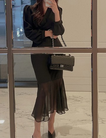 Rochie lunga Dazy, negru