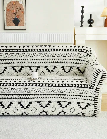 Husa pentru canapea de 4 persoane SHEIN, alb