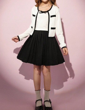 Compleu Shein Kids, alb/negru