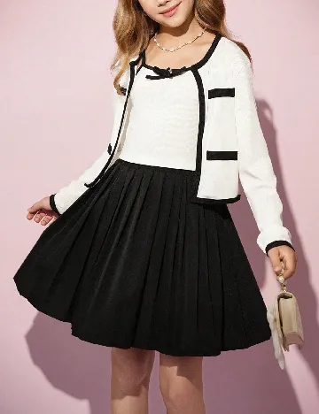 Compleu Shein Kids, alb/negru