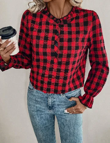 Camasa SHEIN, rosu/negru