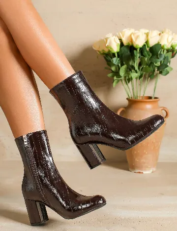 Botine SHEIN, maro inchis