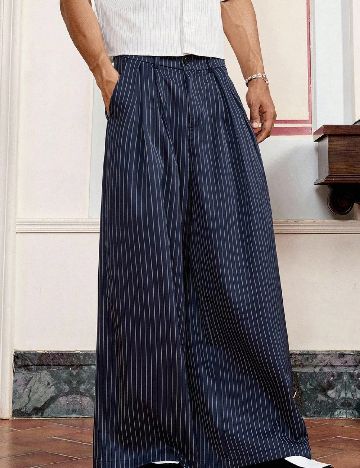 Pantaloni SHEIN Plus Size Men, bleumarin