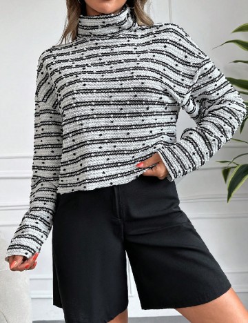 Bluza SHEIN, alb/negru