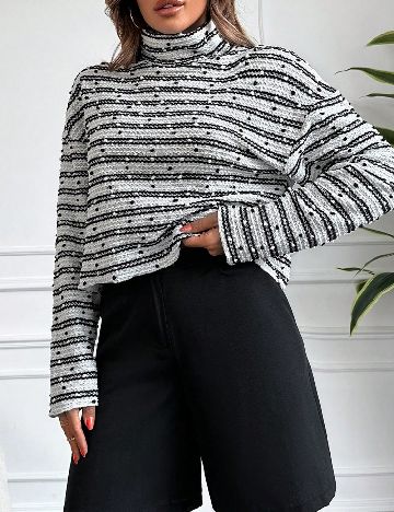 Bluza SHEIN, alb/negru