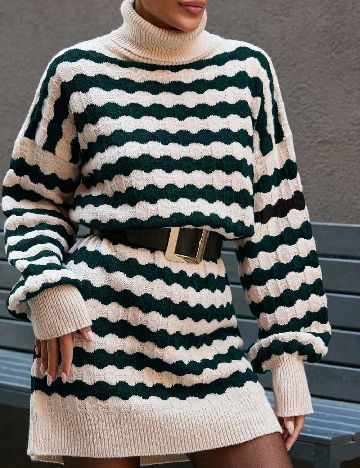 Rochie scurta SHEIN, ecru/verde