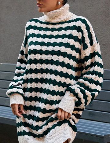 Rochie scurta SHEIN, ecru/verde