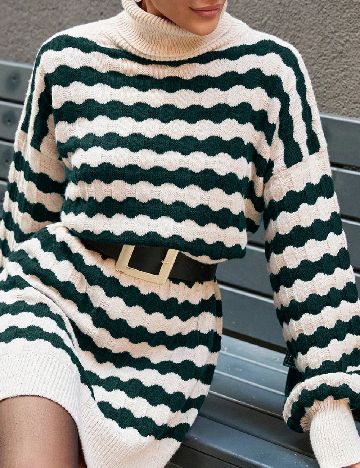 Rochie scurta SHEIN, ecru/verde