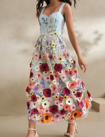 Rochie lunga Anewsta, floral print