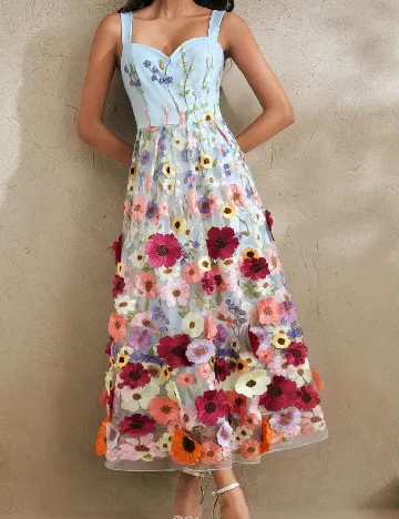 Rochie lunga Anewsta, floral print