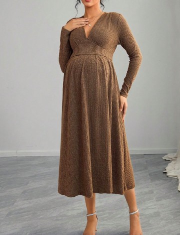 Rochie medie SHEIN Maternity, maro