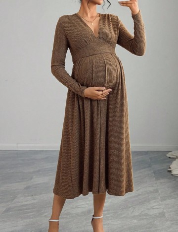 Rochie medie SHEIN Maternity, maro