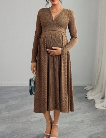 Rochie medie SHEIN Maternity, maro