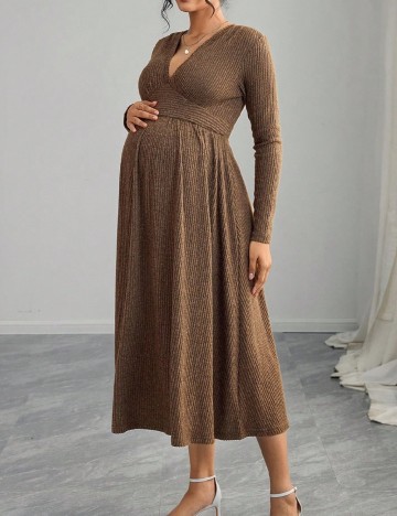 Rochie medie SHEIN Maternity, maro