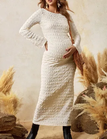 Rochie lunga SHEIN Maternity, ecru