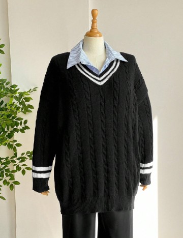 Pulover SHEIN CURVE, negru