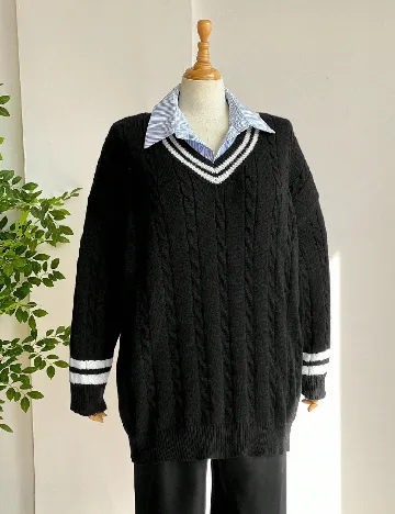 Pulover SHEIN CURVE, negru