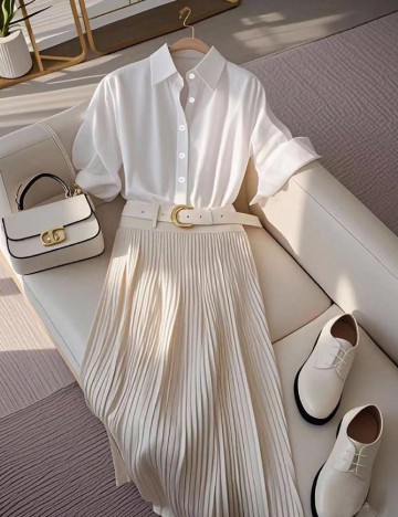 Compleu SHEIN, alb/crem