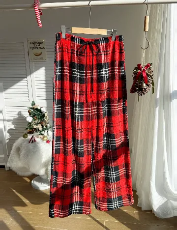 Pantaloni de pijama SHEIN CURVE, rosu