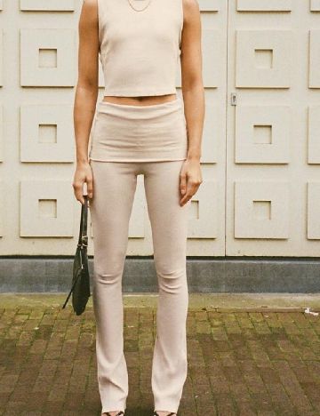 Pantaloni Zara, crem