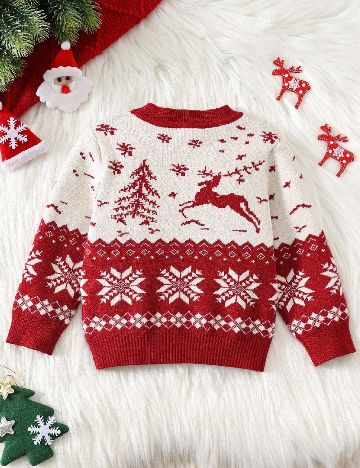 Pulover Shein Kids, rosu/alb