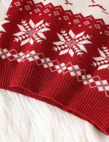 Pulover Shein Kids, rosu/alb