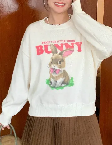 Pulover Dazy Plus Size, ecru