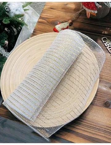 Material decorativ SHEIN, alb/auriu