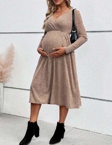 Rochie medie SHEIN Maternity, maro