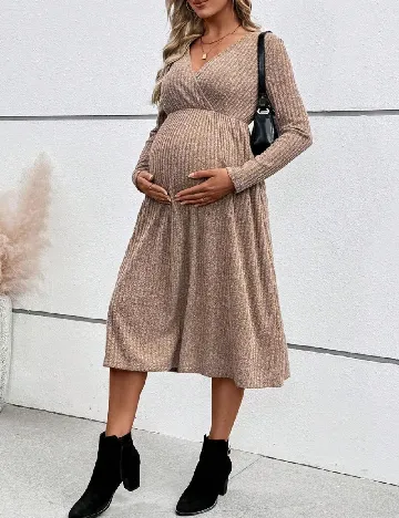 Rochie medie SHEIN Maternity, maro