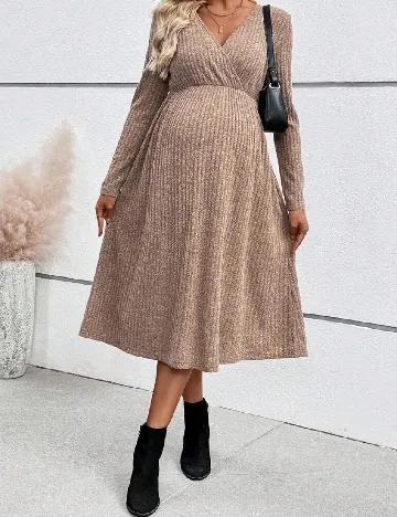 Rochie medie SHEIN Maternity, maro