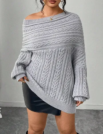 Pulover SHEIN CURVE, gri