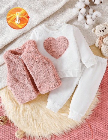 Compleu Shein Kids, alb/roz