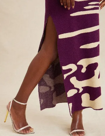 Rochie lunga SHEIN, mov/crem