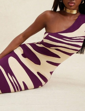 Rochie lunga SHEIN, mov/crem