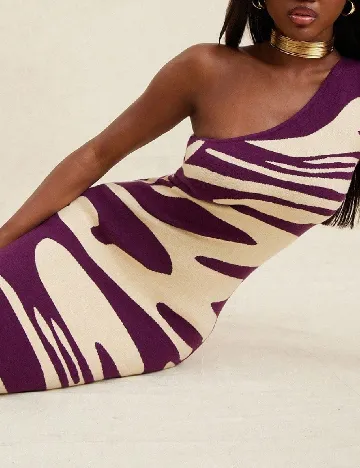 Rochie lunga SHEIN, mov/crem