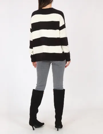 Pulover Bershka, alb/negru