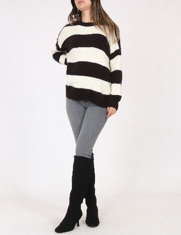 Pulover Bershka, alb/negru