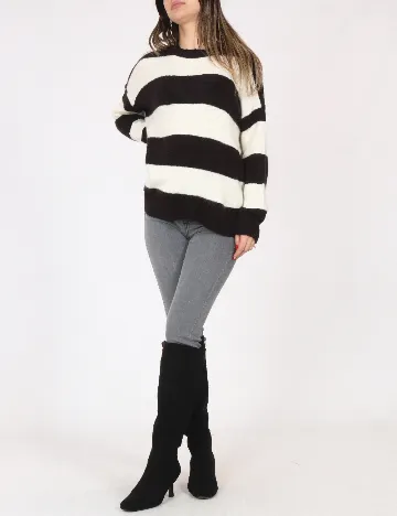 Pulover Bershka, alb/negru